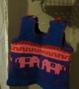 Another wonder: N's mama knit this and N wore it home from the hospital! 